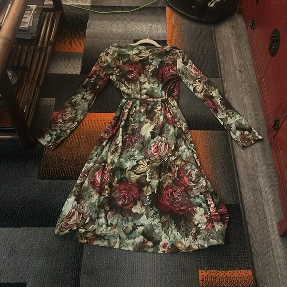 NWO JALOUX /Zalu rayon Wrap around Vintage Gorgeous Dress Size Large See video - Picture 11 of 12